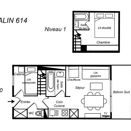 Duplex 2 Pieces, Balcon Sud, Pied Des Pistes, Famille, 5 Pers, - Fr-1-182-115 Apartment Meribel